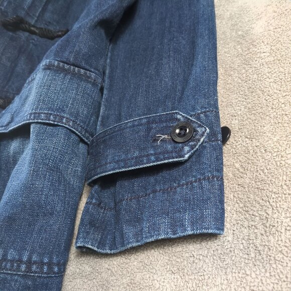 Vintage Ralph Lauren Jeans Co Women’s S Denim Toggle Coat Faux Fur Hood Plaid - Picture 9 of 16